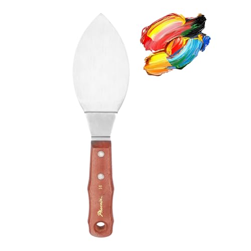 MECCANIXITY Pack of 1 Large Palette Knife No.14, 10.6" Long Palette Knives with Stainless Steel Flexible Spatula Pallet Knife and Wood Handle for Scraping, Mixing, Oil Acrylic Painting Canvas - style: No.14