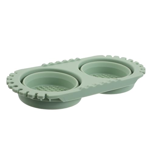 SEWACC Foldable Silicone Paint Brush Washer, Dual Collapsible Basin with Drying Rack, Portable Acrylic and Watercolor Brush Washing Bucket, Travel Art Supplies Organizer - color: Green