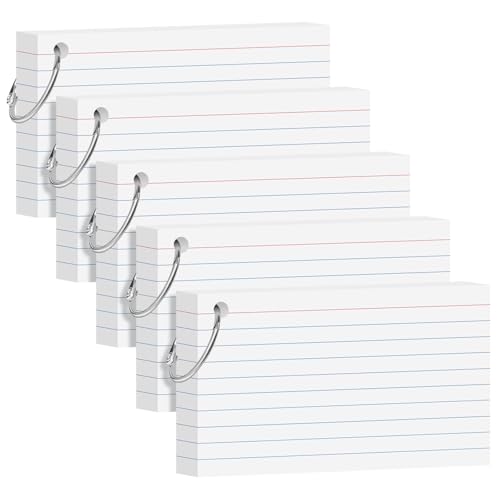 250 Count White Index Cards 3x5 Inch Flash Cards Note Cards with Ring | 180gsm Heavy Weight Flashcards, Portable Note Taking for Students, College School Supplies - color: White, size: 3x5
