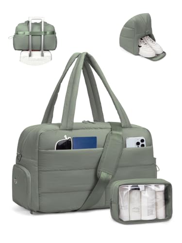 Gitus Travel Duffle Bag for Women Puffer Weekender Bags Carry on Gym Bag - color: Green