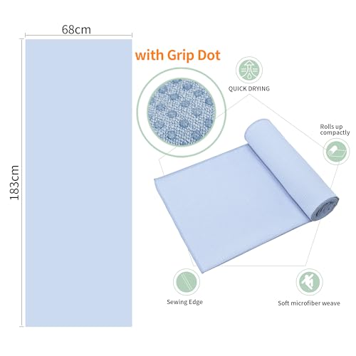3 Pack Yoga Mat Towels with Grip Dot, Hot Yoga Towel Non Slip Yoga Mat Towel Non-Slip Sweat Absorbent Anti-Slip Yoga Towel for Bikram,Pilates - color: Blue