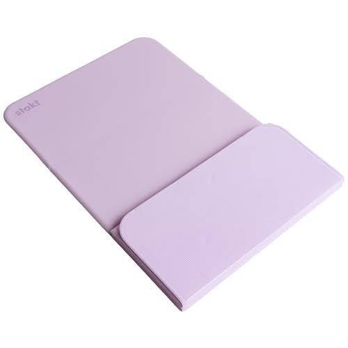 Stakt Foldable Yoga Mat Pro - Non Slip 2 in 1 Fitness Exercise Mat | Premium textured grip, 12 mm thick, folding design, EVA foam blend, supports Pilates, barre, and strength training - color: Lilac