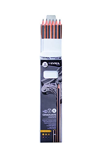 Lyra Graduate Graphite Drawing Pencils, Soft Grade Leads, Set of 6 - size: 1 Count (Pack of 6)