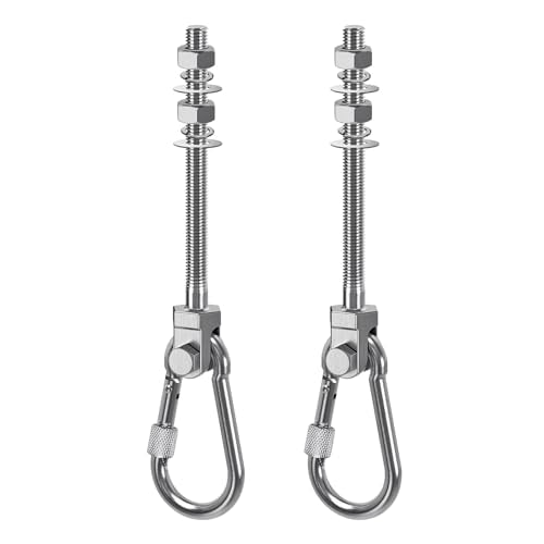 SELEWARE 2Pcs Heavy Duty Swing Hangers, 1500LB Capacity Stainless Steel Swing Set Hooks for Wood/Steel Beam, 5" x M2/5" Porch Swing Hardware for Playground Swing Hammock Chair Yoga Silk Punching Bag - color: 2 Pack Swing Hangers (5" X M2/5" Threaded Rod)