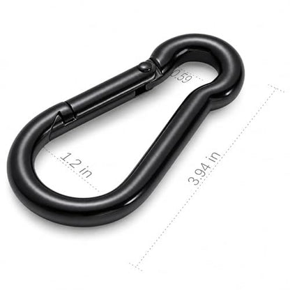 sprookber Stainless Steel Spring Snap Hook Carabiner - 304 Stainless Steel Caribeener Clips, Set of 6 - color: Black, size: 4 Inch