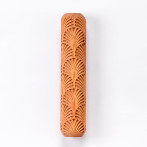 MKM Pottery Tools Wood Big Hand Rollers for Clay (BHR-106 Deco Fan) - color: BHR-106 Deco Fan