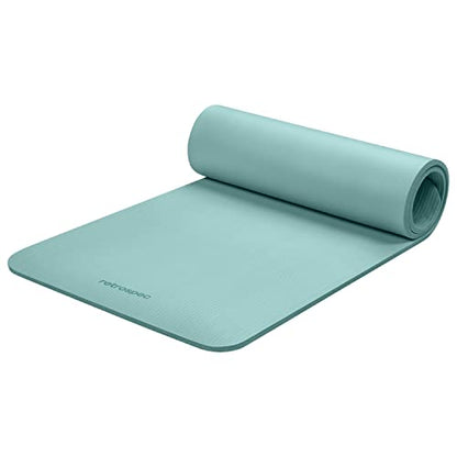 Retrospec Solana Yoga Mat Thick 1/2in Non-Slip Workout Mat with Nylon Strap - 72x24in Exercise Mat for Pilates, Stretching & Fitness - BPA Free, Easy Clean - color: Blue Ridge