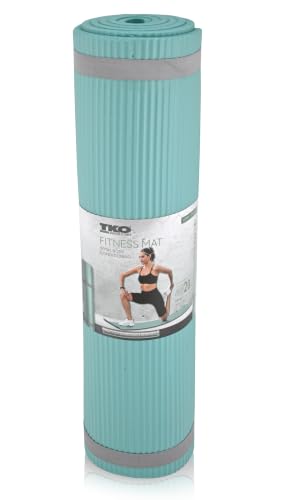 TKO Extra Thick Exercise Yoga Mat with Carrying Strap - color: Green / Gray