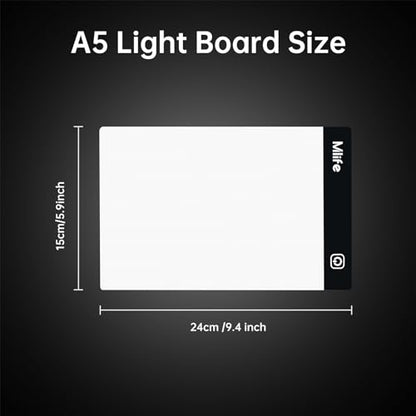 Mlife A5 Diamond Art Painting Light Board-Drawing Copy Board Light Box For Tracing, LED Light Table For Diamond Art Painting,USB Powered Ultra-Thin Light Pad For Sketching, Animation,Embroidery,Tattoo - style: A5