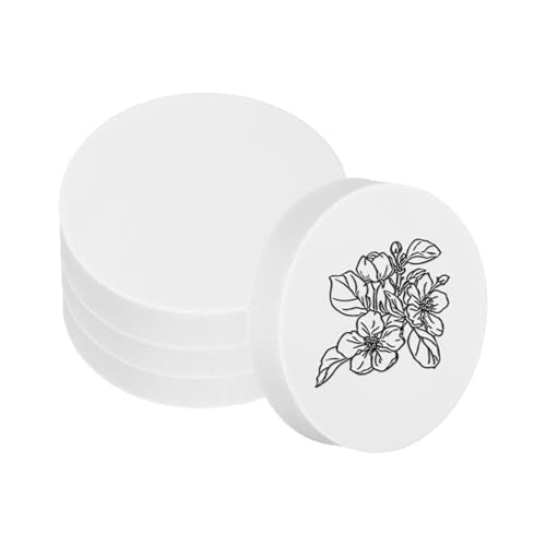 PATIKIL 4Pcs 2" Rubber Carving Blocks, Soft Linoleum Art Carving Block Round Crafts Stamp Making for Printmaking Stamps Carving Supplies, White - color: White