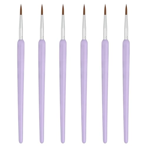 MECCANIXITY Miniature Detail Paint Brushes, 14mm Round Pointed Small Fine Tip Micro Paint Brushes for Fine Model Craft Art Face Acrylic Painting Oil Watercolor(Purple, Pack of 6) - color: Purple, size: 14mm