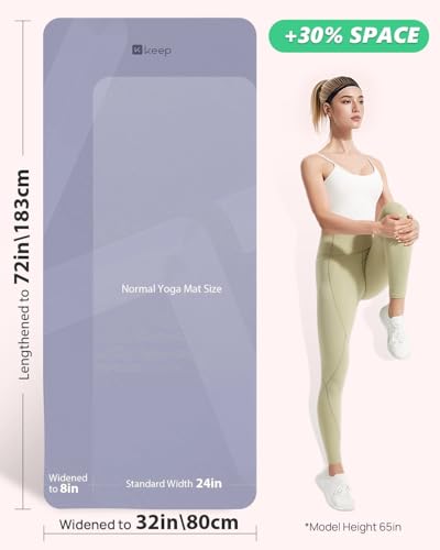 KEEP Extra Wide Yoga Mat, 7mm Thick 72" x 32" Exercise Mat | 7mm thick Extra wide yoga mat with carry strap for home workout, yoga, exercise and Pilates - color: Purple