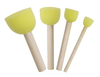 Foam Sponge Brushes Set Penta Angel 8Pcs Multi Size Round Painting Sponges Tools with Wood Handle for Acrylic Stains Watercolor Varnishes and Crafts DIY(Mixed Size, Yellow) - size: Mixed Size