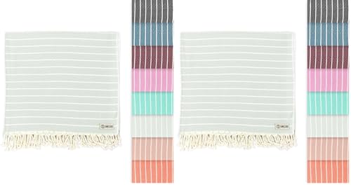 Sand Cloud Turkish Beach Towel - 100% Certified Organic Turkish Towel - Quick Dry Towel for Beach, Picnic, Blanket or Bath Towel - As Seen on Shark Tank - Gocek (Sage Green) (Pack of 2) - color: Sage Green, size: 37x69 (Pack of 2)