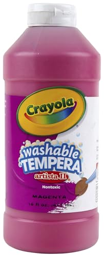 Crayola Washable Tempera Paint for Kids, Pink Paint, Classroom Supplies, Non Toxic, 16 Oz Squeeze Bottle