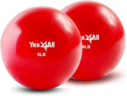 Yes4All Weighted Toning Balls for Exercise, Soft Medicine Balls for Exercise, Pilates, Yoga, Balance, Flexibility, 2-10lbs - color: Red, style: D. Pair