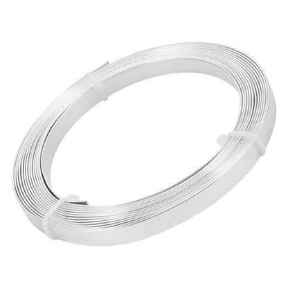 BENECREAT 16.5 Feet 10mm Wide Flat Jewelry Craft Wire 18 Gauge Aluminum Wire for Bezel, Sculpting, Armature, Jewelry Making - Silver - color: Silver, size: 10mm