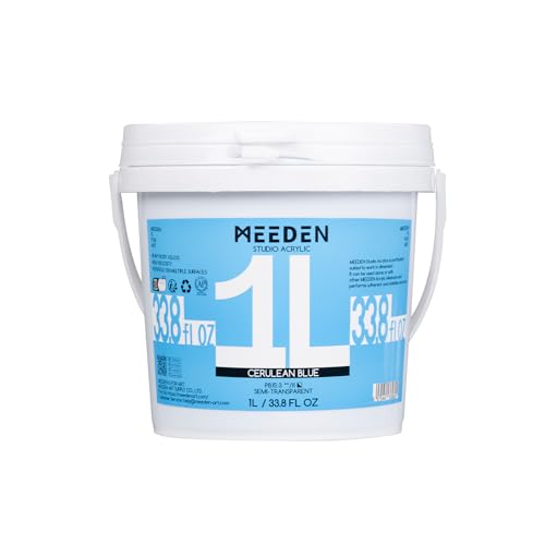 MEEDEN Cerulean Blue Acrylic Paint: 1L /33.8oz Heavy Body Gloss Finish | Thick Art Paints Non-Toxic for Canvas Crafts - color: Cerulean Blue - 1L