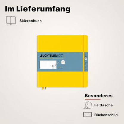Leuchtturm1917 - Square Hardcover Sketchbook (Lemon) - 112 Pages of 150g/m² Paper - color: Lemon, size: Square