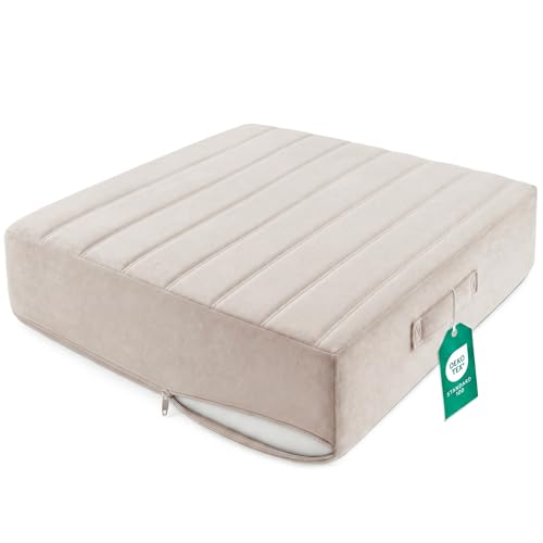 Codi Floor Pillow for Adults, Large Meditation Cushion, 22×22×5 Inch Ivory | 5-Inch Thick Floor Seating, High-Density Foam Support, Yoga and Reading Comfort, Washable Covers with Carry Handles - color: Ivory, size: 22 Inch (Pack of 1)