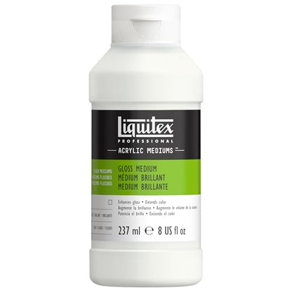 Liquitex Professional Fluid Medium, 237ml (8-oz), Gloss | Increases Surface Gloss Color Depth & Transparency, Lowers Viscosity, Gives Increased Flow, Maintains Paint Adhesion - color: Gloss Medium, size: 8 Fl Oz (Pack of 1), style: 8-oz