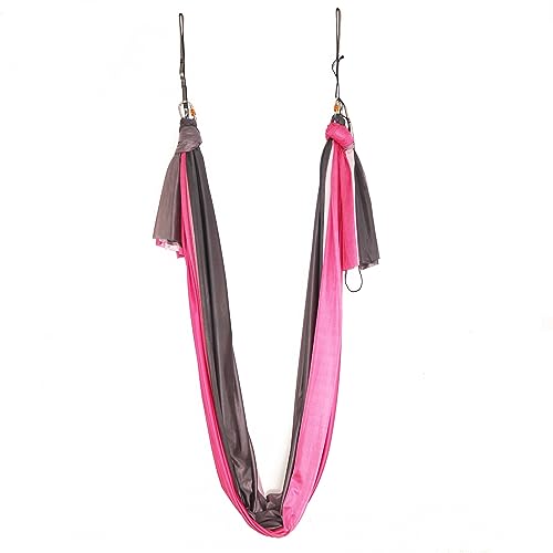 Aerial Yoga Hammock Aerial Pilates Silk Yoga Swing Set Inversion Equipment include daisy Chain, Pose Guide 5.5 yards - color: Flame Color