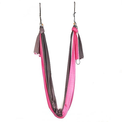 Aerial Yoga Hammock Aerial Pilates Silk Yoga Swing Set Inversion Equipment include daisy Chain, Pose Guide 5.5 yards - color: Flame Color