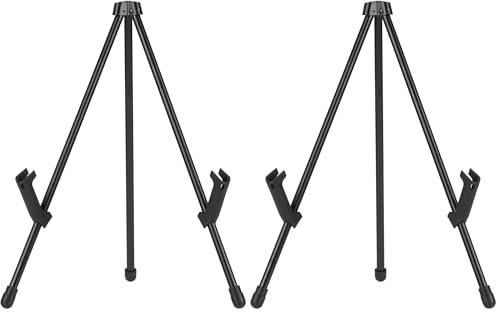 Amazon Basics Tabletop Instant Easel, Black Steel, Portable Tripod for Paintings, Signs, Posters, Adjustable Display (Pack of 2) - size: 14.37 x 1.26 x 1.26 inches (Pack of 2)