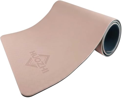 Yoga Mat Non Slip, 8mm TPE Exercise Mat with Carrying Strap, Eco Friendly Fitness Mat for Yoga Pilates Gym Workout, 72" x 24" - color: Pink + Navy Blue
