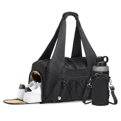 Small Gym Bag for Women with Shoe Compartment 35L, Black - color: Black