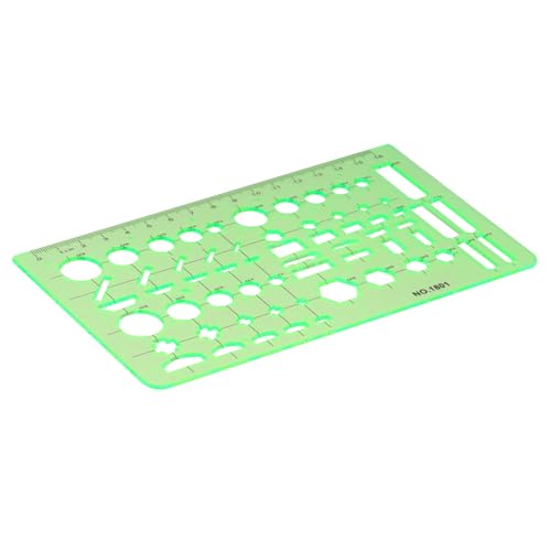 9 Piece Geometric Drawing Template Measuring Ruler Geometric Measuring Tools Transparent Green Plastic Ruler for Studying, Designing and Building