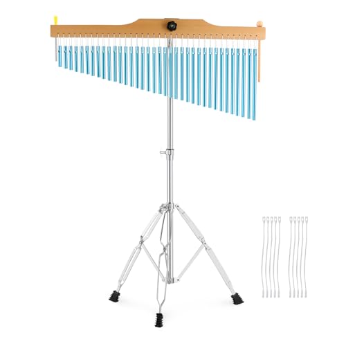 EASTROCK 36 Note Chimes Single-row Bar Chimes Height-Adjustable Stand Blue - color: 36note Blue