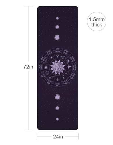 nuveti Printed Travel Yoga Mat 1/16 Inch Thick Non Slip Fitness Workout Mat | with Carrying Bag, Foldable Lightweight Suede & Natural Rubber Yoga Mat for Yoga Pilates and Fitness 72" L x 24" W x 1.5mm - color: ShiErGongWei
