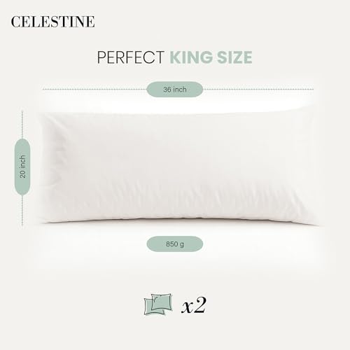 King Size Bed Pillows Set of 4 – Soft & Supportive Down Alternative Microfiber Filling, Plush White 36x20 Sleeping Pillows for Side and Back Sleepers, Breathable, Machine Washable