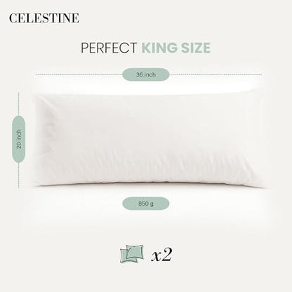 King Size Bed Pillows Set of 4 – Soft & Supportive Down Alternative Microfiber Filling, Plush White 36x20 Sleeping Pillows for Side and Back Sleepers, Breathable, Machine Washable