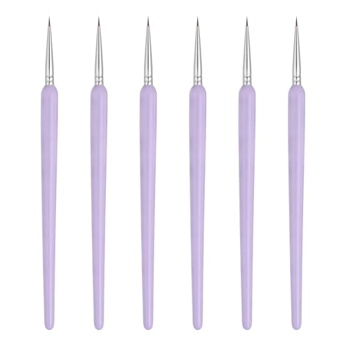 MECCANIXITY Miniature Detail Paint Brushes, 5mm Round Pointed Small Fine Tip Micro Paint Brushes for Fine Model Craft Art Face Acrylic Painting Oil Watercolor(Purple, Pack of 6) - color: Purple, size: 5mm