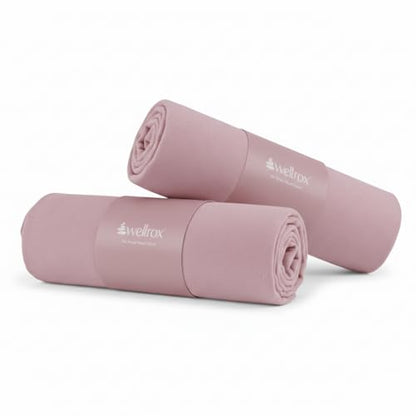 Wellrox Microfiber Yoga Hand Towel – Super Soft, Quick-Dry, Non Slip Yoga Towel for Hot Pilates, Gym & Workouts (26.5" x 16") - color: Rose