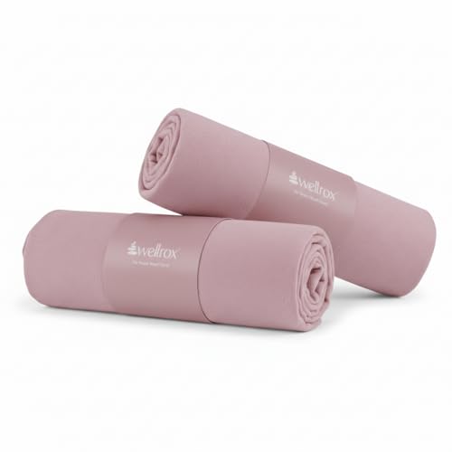 Wellrox Microfiber Yoga Hand Towel – Super Soft, Quick-Dry, Non Slip Yoga Towel for Hot Pilates, Gym & Workouts (26.5" x 16") - color: Rose
