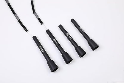 Jump Rope Kit for Beginners – 2-in-1 Segmented & Speed Rope with Resistance Band, Massage Ball & Grip Tape – Adjustable Skipping Rope Set for Women, Men & Kids - color: Black/Grey