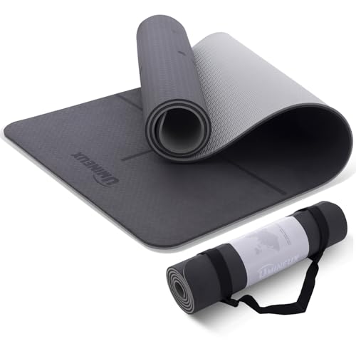 UMINEUX Yoga Mat Extra Thick 1/3'' & 2/5" Non Slip Yoga Mats for Women Eco Friendly TPE Fitness Exercise Mat with Carrying Sling & Storage Bag - color: Glacier Gray & Jet Black, size: 72"x24"x2/5"