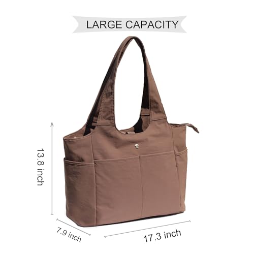 ESVAN Yoga Tote Bag Mat bag Women Shoulder Bags Carryall Tote for Travel Office Workout Gym Nurse Beach - color: Nylon Coffee