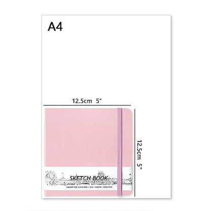 5" x 5" Hardcover Sketch Book,58 Sheets Small Mixed Media Pocket Sketch Pad | PU Cover,150 GSM Acid Free Artist Drawing Paper,Travel Journal Blank Notebook for Adults Sketching,Illustration.Pink - color: 150gsm PU-pink
