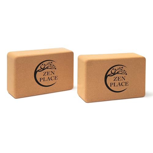 Cork Yoga Blocks 2 Pack – High Density Natural Cork Blocks for Yoga, Pilates, Stretching, Balance & Flexibility