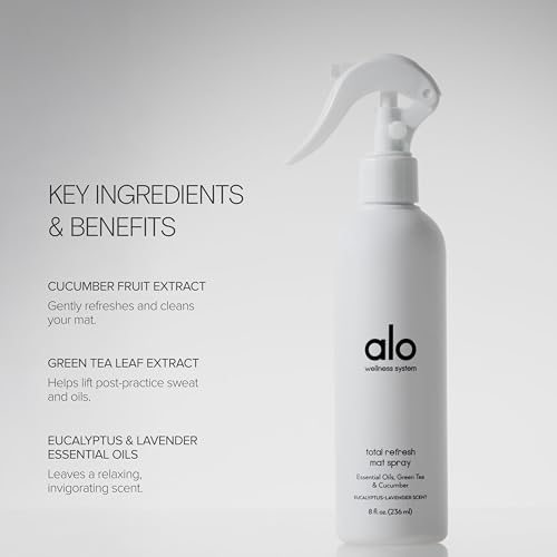 ALO Total Refresh Yoga Mat Cleaner, Eucalyptus-Lavender Scent, 8 oz