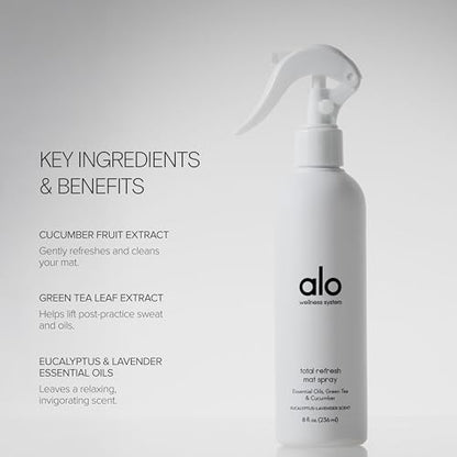 ALO Total Refresh Yoga Mat Cleaner, Eucalyptus-Lavender Scent, 8 oz