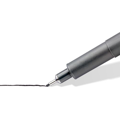 STAEDTLER 308 Pigment Liner Fineliner Pen - Ideal for Writing, Sketching, Technical Drawing, Marking Out - Black Ink - In Envelope Gift Packaging - 0.7mm Medium Nib Size - Pack of 3