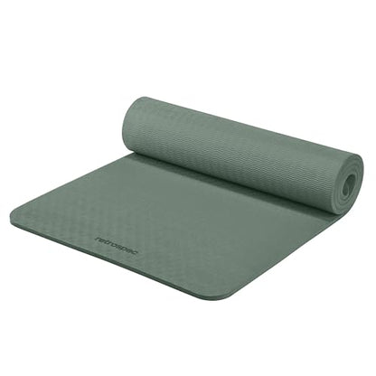 Retrospec Zuma 1/2" Yoga Mat Non Slip Exercise Mat For Pilates, Workout | 72x24x1/2", Gym Mat, Yoga Mat Strap, TPE Yoga Mat, Eco Friendly, Elastic Memory Foam, Moisture Resistant, BPA, Latex Free - color: Sage