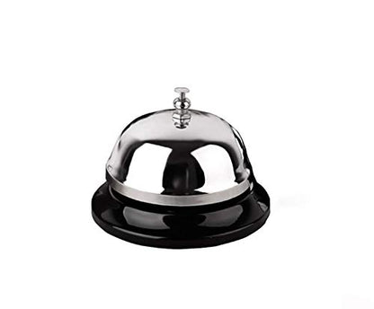 HeeYaa Call Bell 3.3 Inch Diameter with Metal Anti-Rust Construction, Ringing, Desk Bell Service Bell for Hotels, Schools, Restaurants, Reception Areas, Hospitals, Warehouses(Silver)