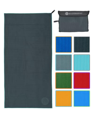 ECCOSOPHY Microfiber Beach Towel, Quick Dry Gym Towel, Sand Free, 71x35 - color: Charcoal, size: Large (71"x35")