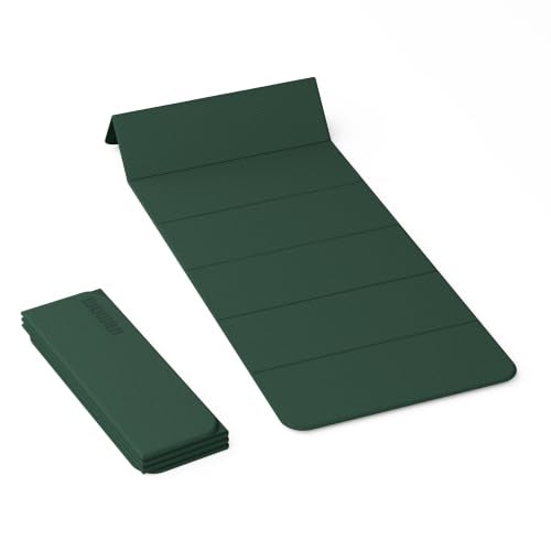 Yoga Mat Thick 10mm, Foldable Yoga Mat 75 x 26 x 0.4 Inches | Portable Workout Mat | Thick Cushioning Surface | Home Gym Exercise Mat | Pilates & Yoga Training - color: Dark green